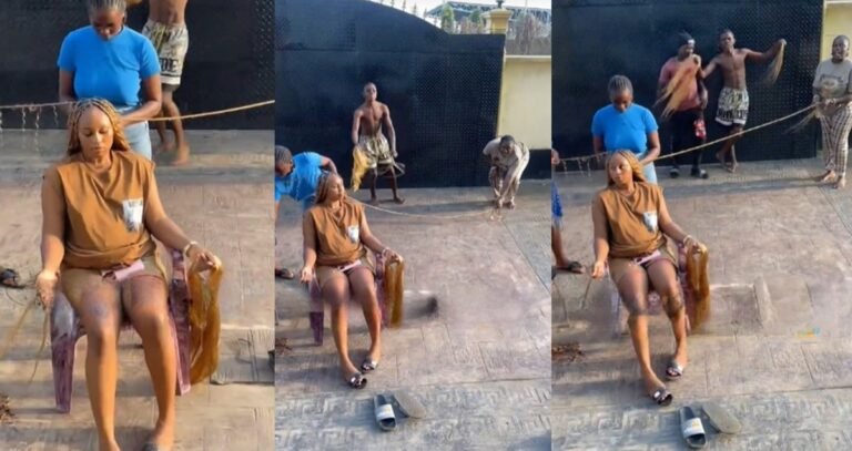 “This one no be salon again oh, Na construction site” – Lady comments on the braiding of a client’s hair which was as long as a rope (VIDEO) "This one no be salon again oh, Na construction site" – Lady comments on the braiding of a client's hair which was as long as a rope (VIDEO)