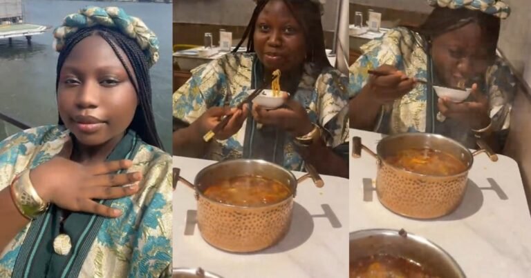 "You tried eating it from the fire as they do in movies" - Nigerian Lady Regrets Eating Hot Chinese Food Straight From Fire (Watch)
